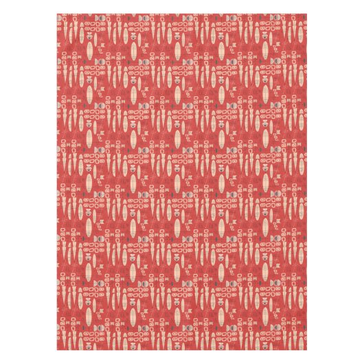 Retro Atomic Modern Red Black Pattern Tafelkleed (Voorkant)