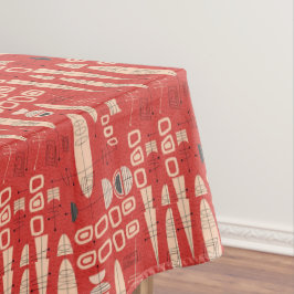 Retro Atomic Modern Red Black Pattern Tafelkleed