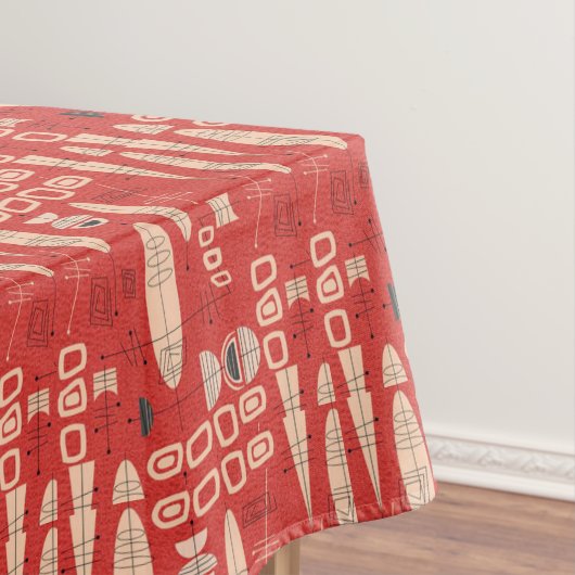 Retro Atomic Modern Red Black Pattern Tafelkleed (Voorbeeld)