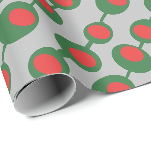 Retro Atomic Olijven Cadeaupapier (Rol Hoek)