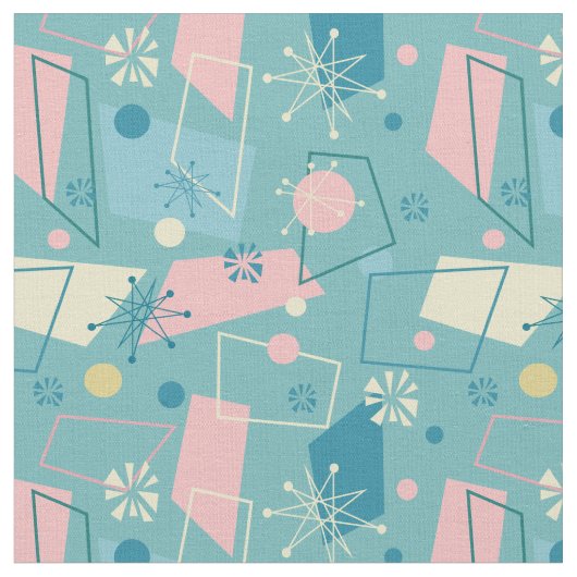 Retro Atomic Pastel Pattern uit 1950 Stof (Close Up)