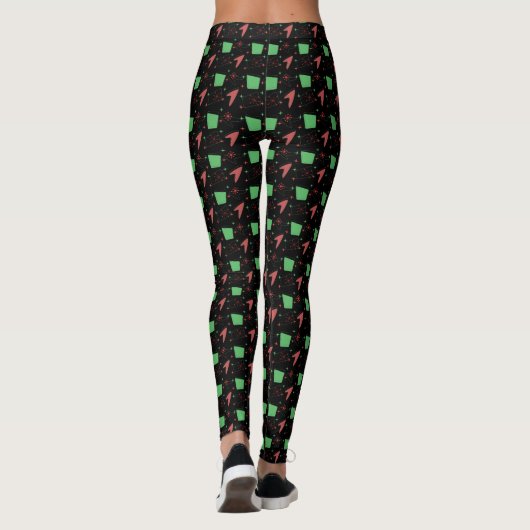 Retro Atomic Pattern op zwart Leggings (Achterkant)