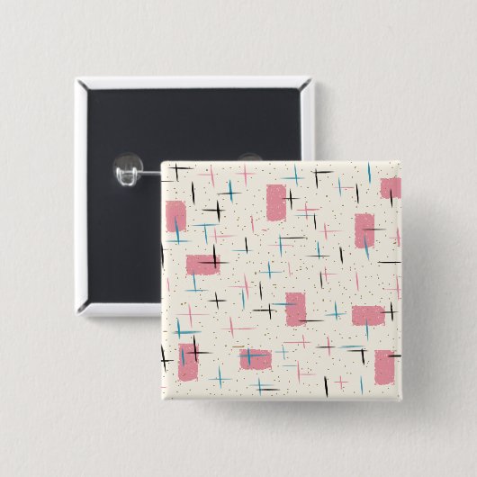 Retro Atomic Pink Button Sleutelhanger (Voorkant /achterkant)