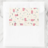 Retro Atomic Pink Patroonstickers Rechthoekige Sticker (Tas)
