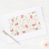 Retro Atomic Pink Patroonstickers Rechthoekige Sticker (Envelop)
