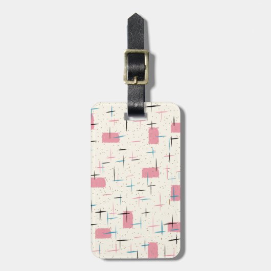 Retro Atomic Pink Pattern Bagagelabel (Voorkant verticaal)