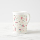 Retro Atomic Pink Pattern Bone China Mok (Voorkant rechts)