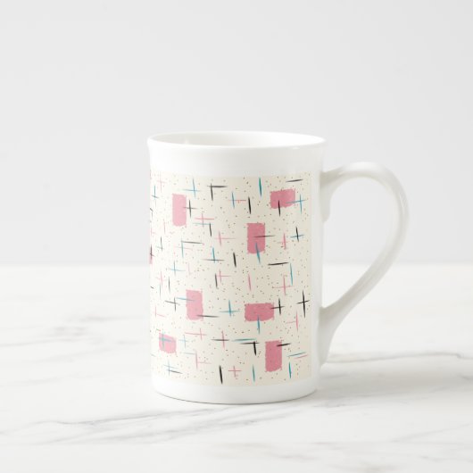Retro Atomic Pink Pattern Bone China Mok (Rechts)
