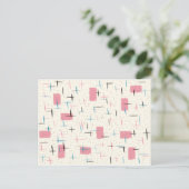 Retro Atomic Pink Pattern Briefkaart (Staand voorkant)
