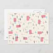 Retro Atomic Pink Pattern Briefkaart (Voorkant / Achterkant)