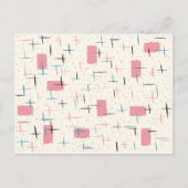 Retro Atomic Pink Pattern Briefkaart (Voorkant)