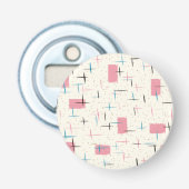 Retro Atomic Pink Pattern Button Flesopener (Voorkant)