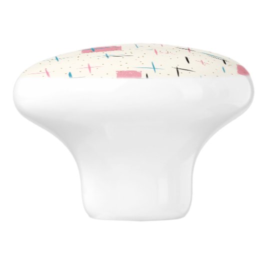 Retro Atomic Pink Pattern Ceramic Pull Keramische Knop (Zijkant)