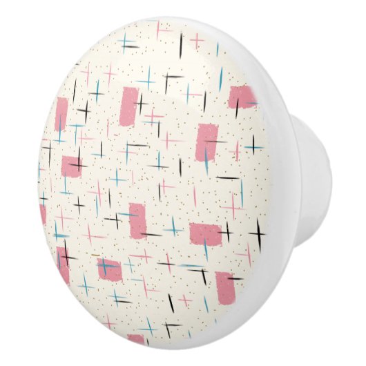 Retro Atomic Pink Pattern Ceramic Pull Keramische Knop (Rechts)