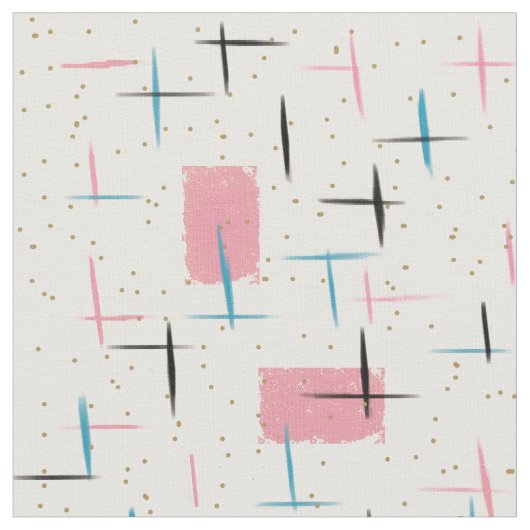 Retro Atomic Pink Pattern Fabric Stof (Close Up)