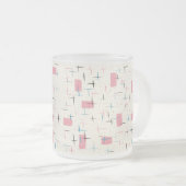 Retro Atomic Pink Pattern Frosted Glass Mok (Voorkant rechts)
