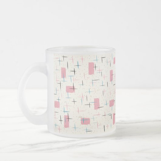 Retro Atomic Pink Pattern Frosted Glass Mok (Links)