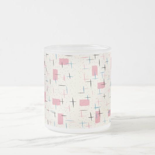 Retro Atomic Pink Pattern Frosted Glass Mok (Center)