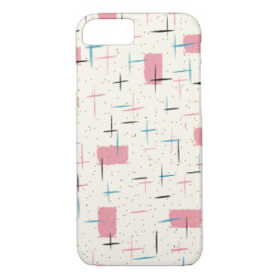 Retro Atomic Pink Pattern iPhone 7 Hoesje