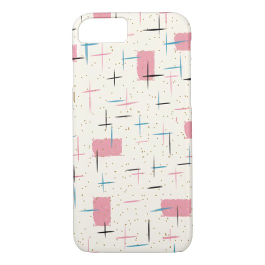 Retro Atomic Pink Pattern iPhone 7 Hoesje (Achterkant)
