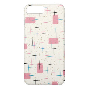 Retro Atomic Pink Pattern iPhone 7 Plus Hoesje