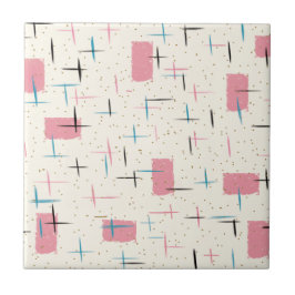 Retro Atomic Pink Pattern keramische teile Tegeltje