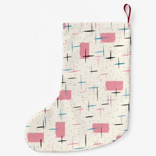 Retro Atomic Pink Pattern kerstaking Kleine Kerstsok (Achterkant)