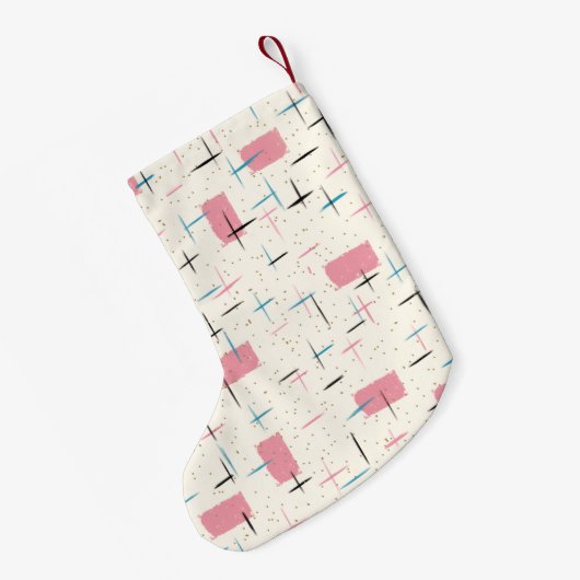 Retro Atomic Pink Pattern kerstaking Kleine Kerstsok (Achterkant (Hangend))