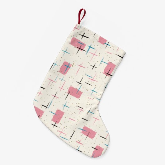 Retro Atomic Pink Pattern kerstaking Kleine Kerstsok (Voorkant (Hangend))
