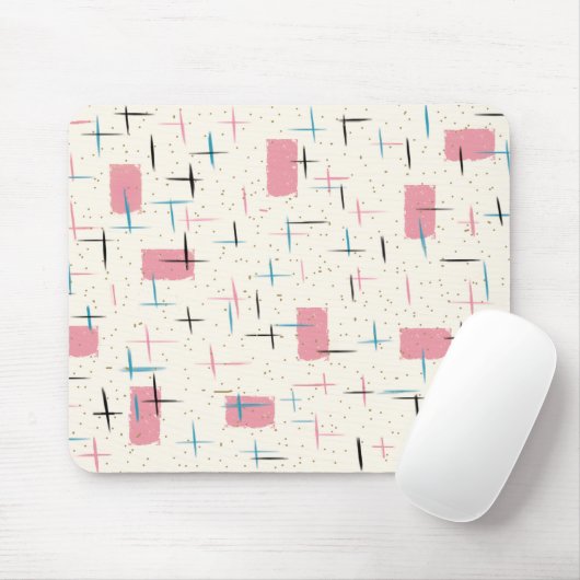 Retro Atomic Pink Pattern Mousepad Muismat (Met muis)