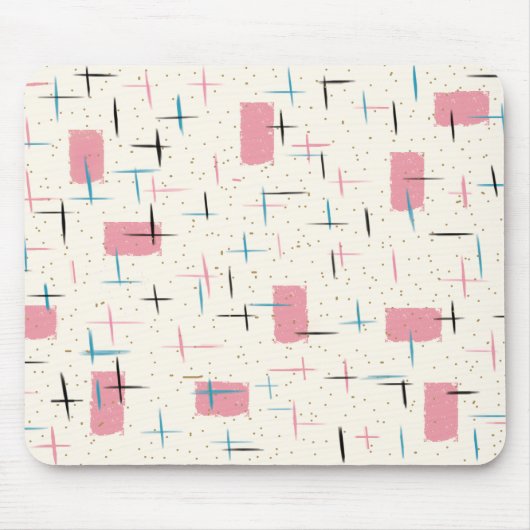 Retro Atomic Pink Pattern Mousepad Muismat (Voorkant)