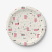 Retro Atomic Pink Pattern Paper Bord (Voorkant)