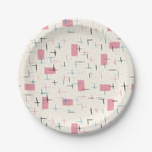 Retro Atomic Pink Pattern Paper Bord (Voorkant)