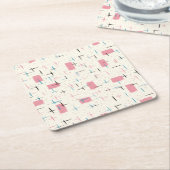 Retro Atomic Pink Pattern Paper Onderzetter (Schuin)