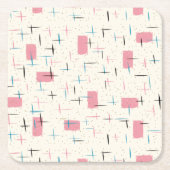 Retro Atomic Pink Pattern Paper Onderzetter (Voorkant)