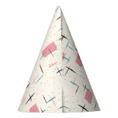 Retro Atomic Pink Pattern Party Pet Feesthoedjes (Achterkant)