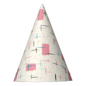 Retro Atomic Pink Pattern Party Pet Feesthoedjes (Voorkant)