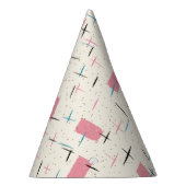 Retro Atomic Pink Pattern Party Pet Feesthoedjes (Rechts)