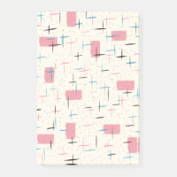Retro Atomic Pink Pattern Post-It Notes