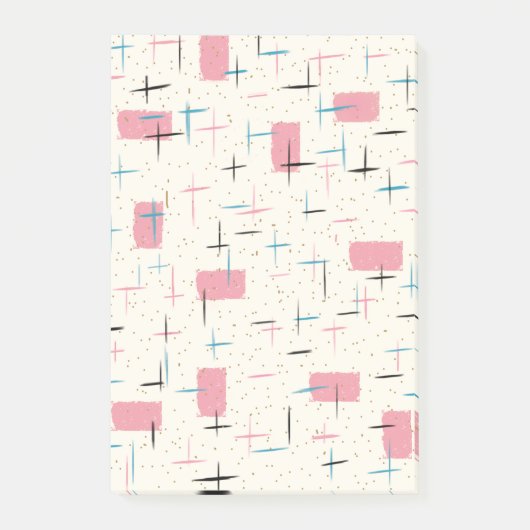 Retro Atomic Pink Pattern Post-It Notes (Voorkant)