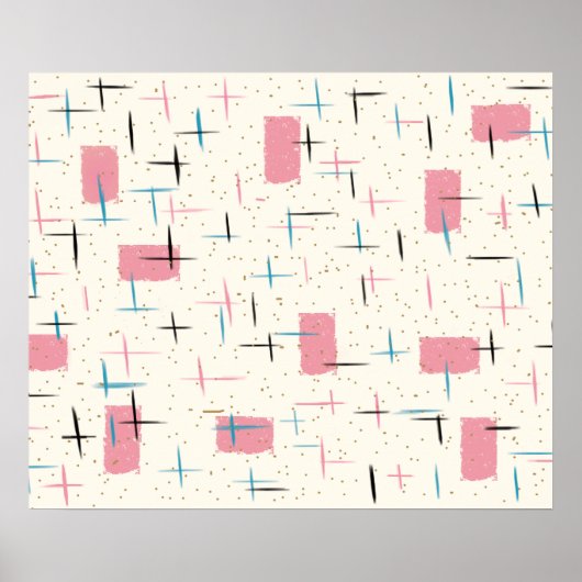 Retro Atomic Pink Pattern Poster (Voorkant)