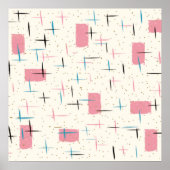 Retro Atomic Pink Pattern Poster (Voorkant)