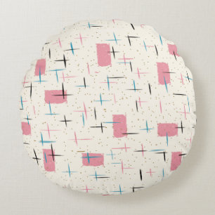 Retro Atomic Pink Pattern Round Pillow Rond Kussen