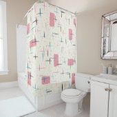 Retro Atomic Pink Pattern Shower Curtain Douchegordijn (In situ)