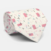 Retro Atomic Pink Pattern Stropdas (Opgerold)