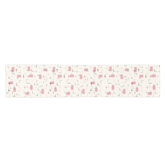 Retro Atomic Pink Pattern Table Runner Korte Tafelloper (Horizontaal)