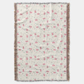 Retro Atomic Pink Pattern Throw Blanket Deken (Voorkant Verticaal)