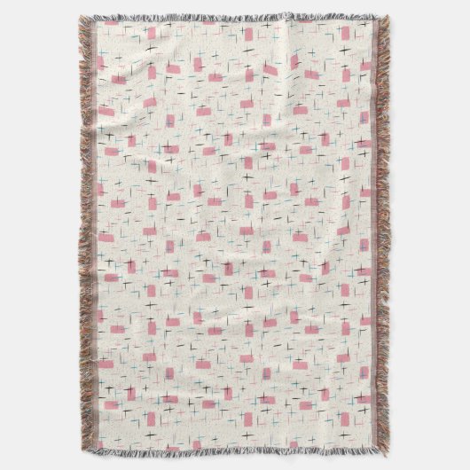 Retro Atomic Pink Pattern Throw Blanket Deken (Voorkant Verticaal)