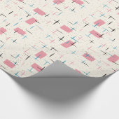 Retro Atomic Pink Pattern Wrapping Paper Cadeaupapier (Hoek)