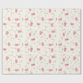 Retro Atomic Pink Pattern Wrapping Paper Cadeaupapier (Vlak)